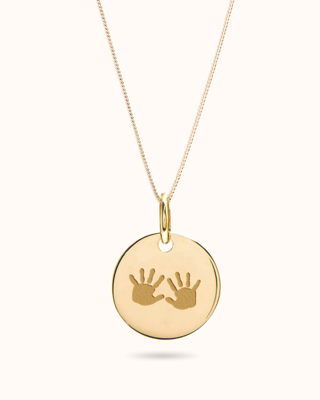 Hand and Footprint Coin Necklace - Gold plated