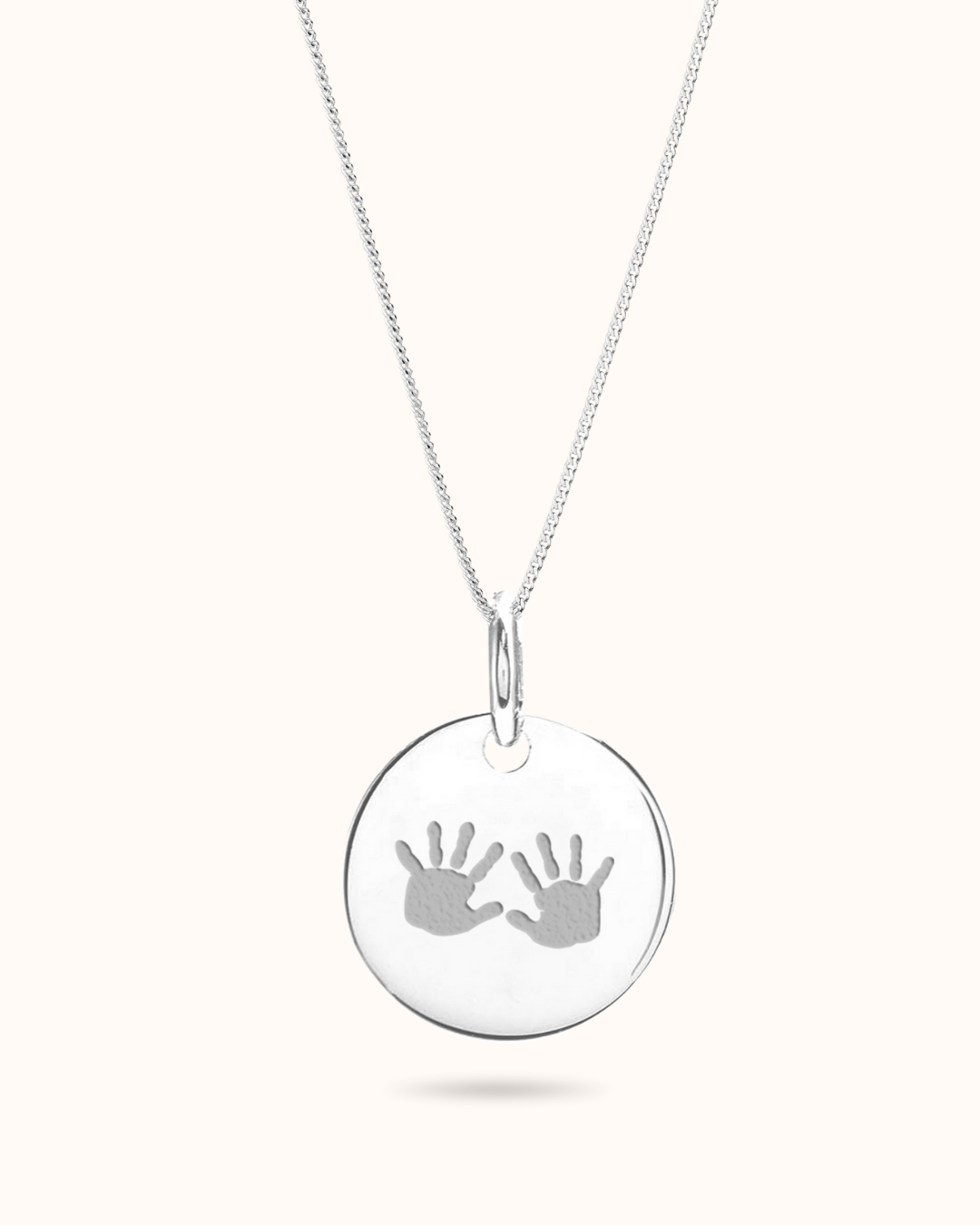 Hand and Footprint Coin Necklace - Silver