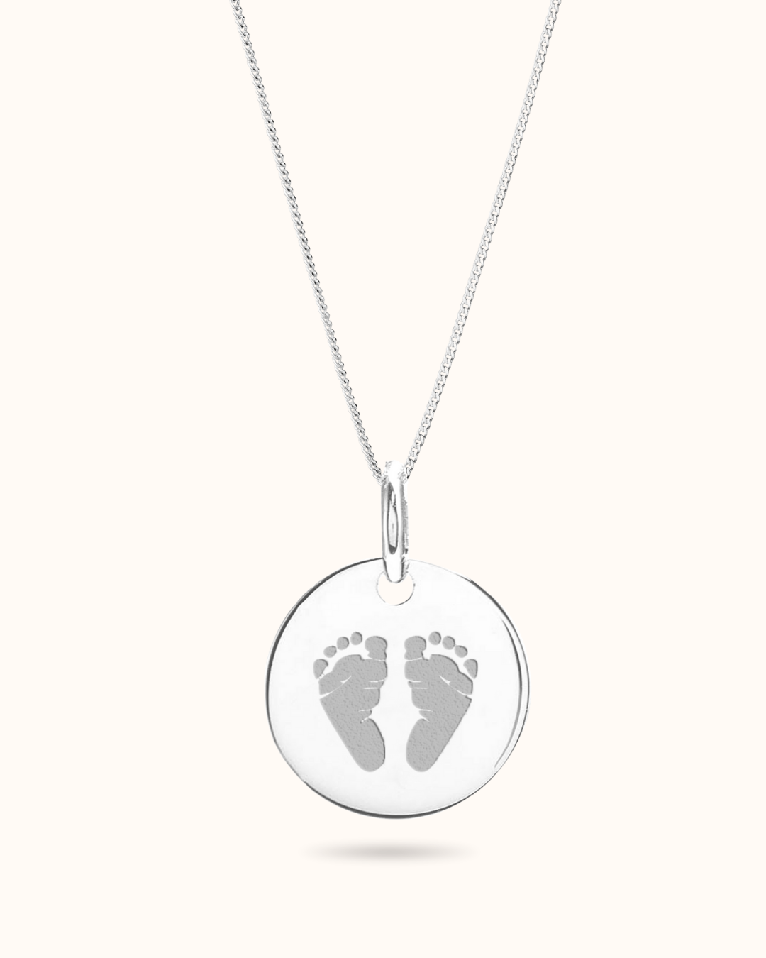 Hand and Footprint Coin Necklace - Silver
