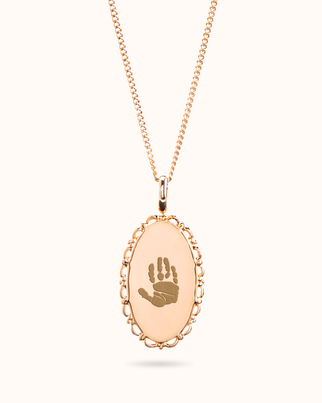 Hand- und Fußabdruck Vintage Oval Kette - Rose vergoldet