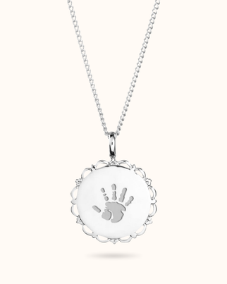 Hand- en Voetafdruk Vintage Coin Ketting - Sterling Zilver 925