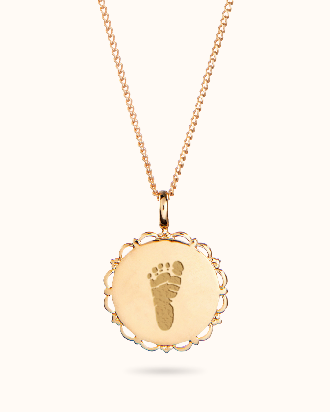 Hand and Footprint Vintage Coin Necklace - Gold plated