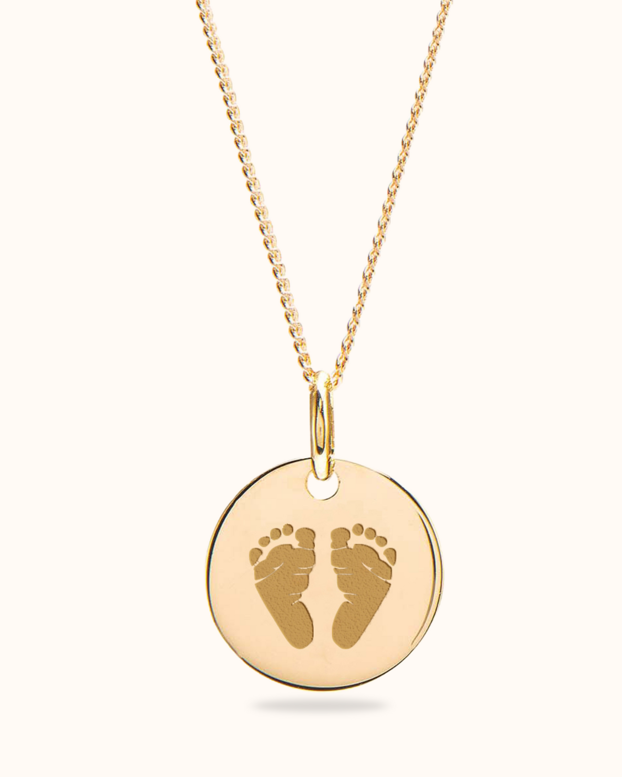 Hand and Footprint Coin Necklace - Gold plated