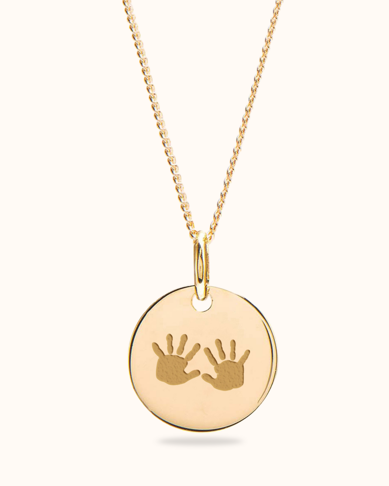 Hand and Footprint Coin Necklace - Gold plated