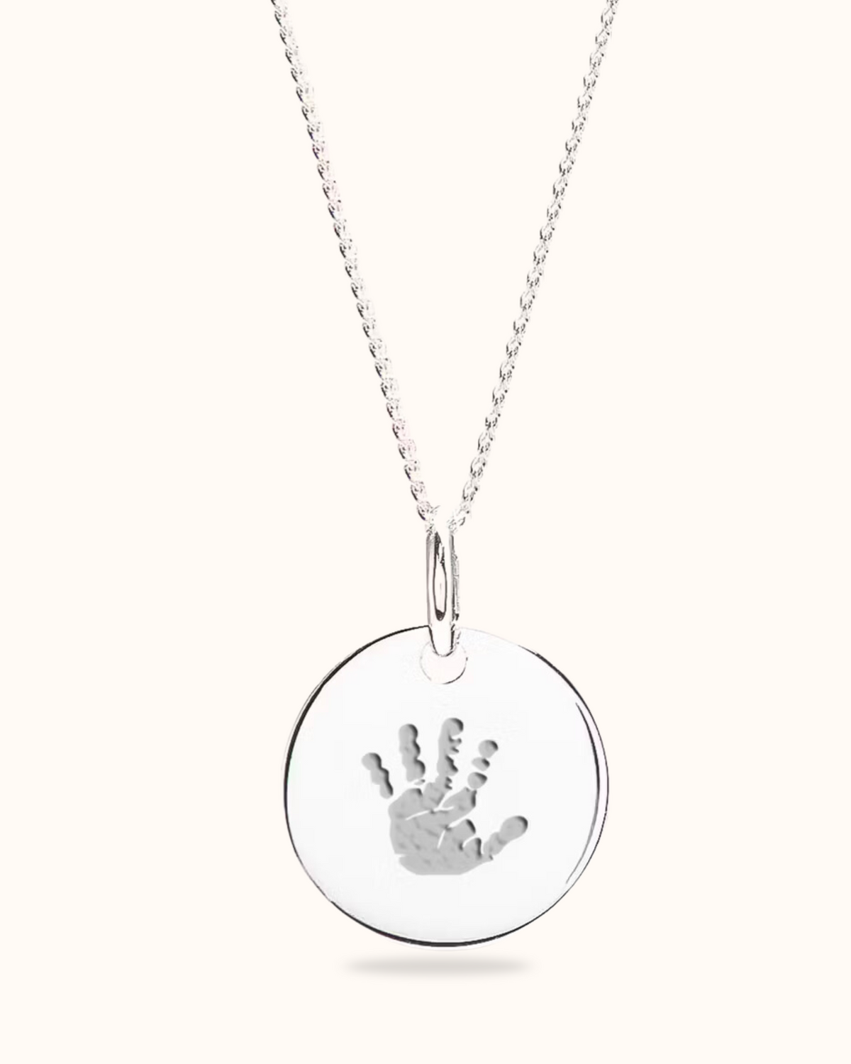 Hand and Footprint Coin Necklace - Silver