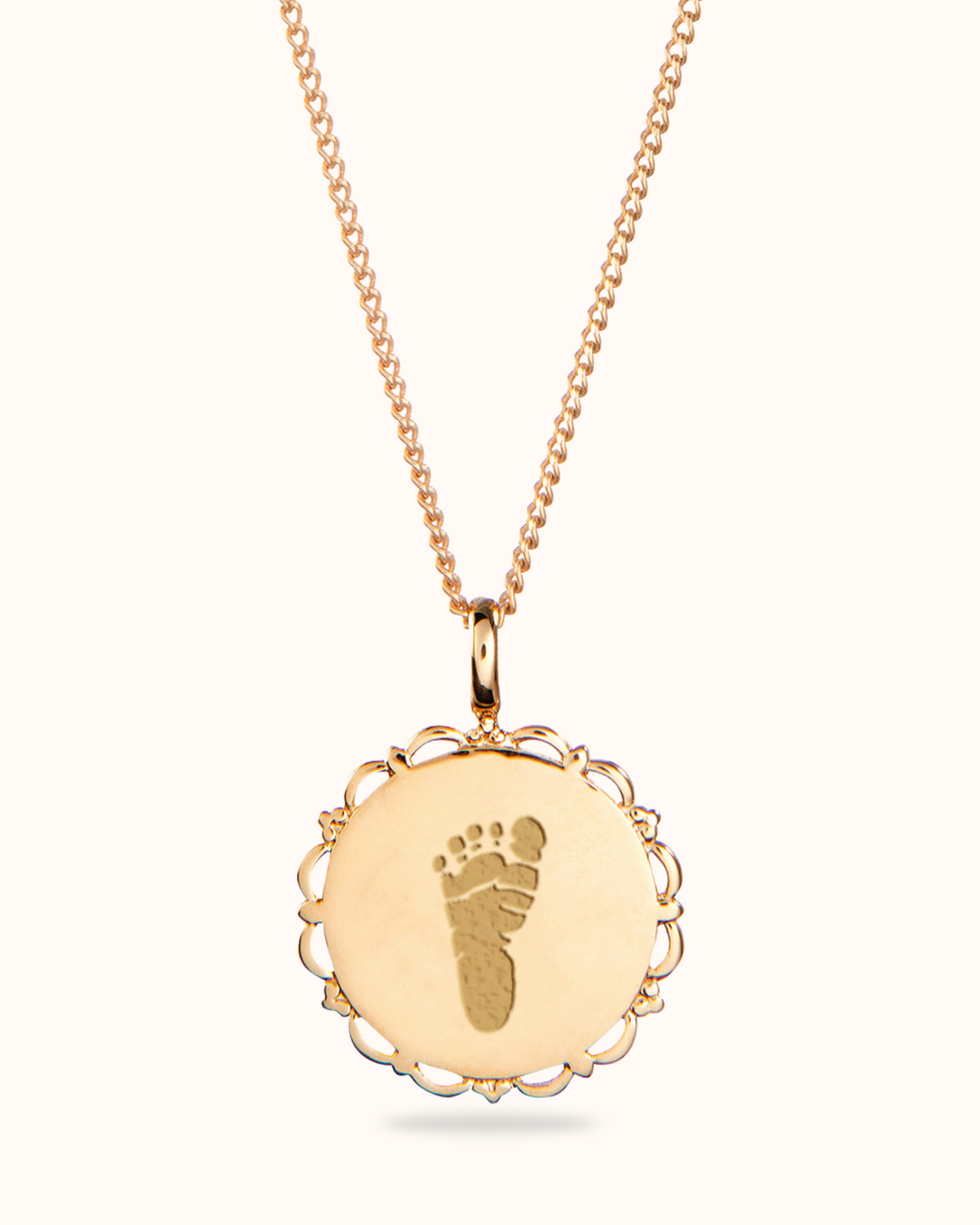 Hand and Footprint Vintage Coin Necklace - Gold plated