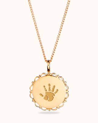 Hand- en Voetafdruk Vintage Coin Ketting - 18k Verguld