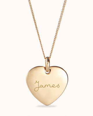 Collier Charme Cœur avec nom - Plaque or 18 carats