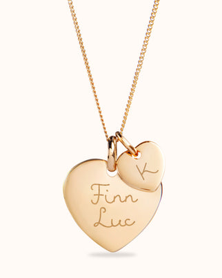 Heart Charm Ketting met Mini Heart - 18k Verguld