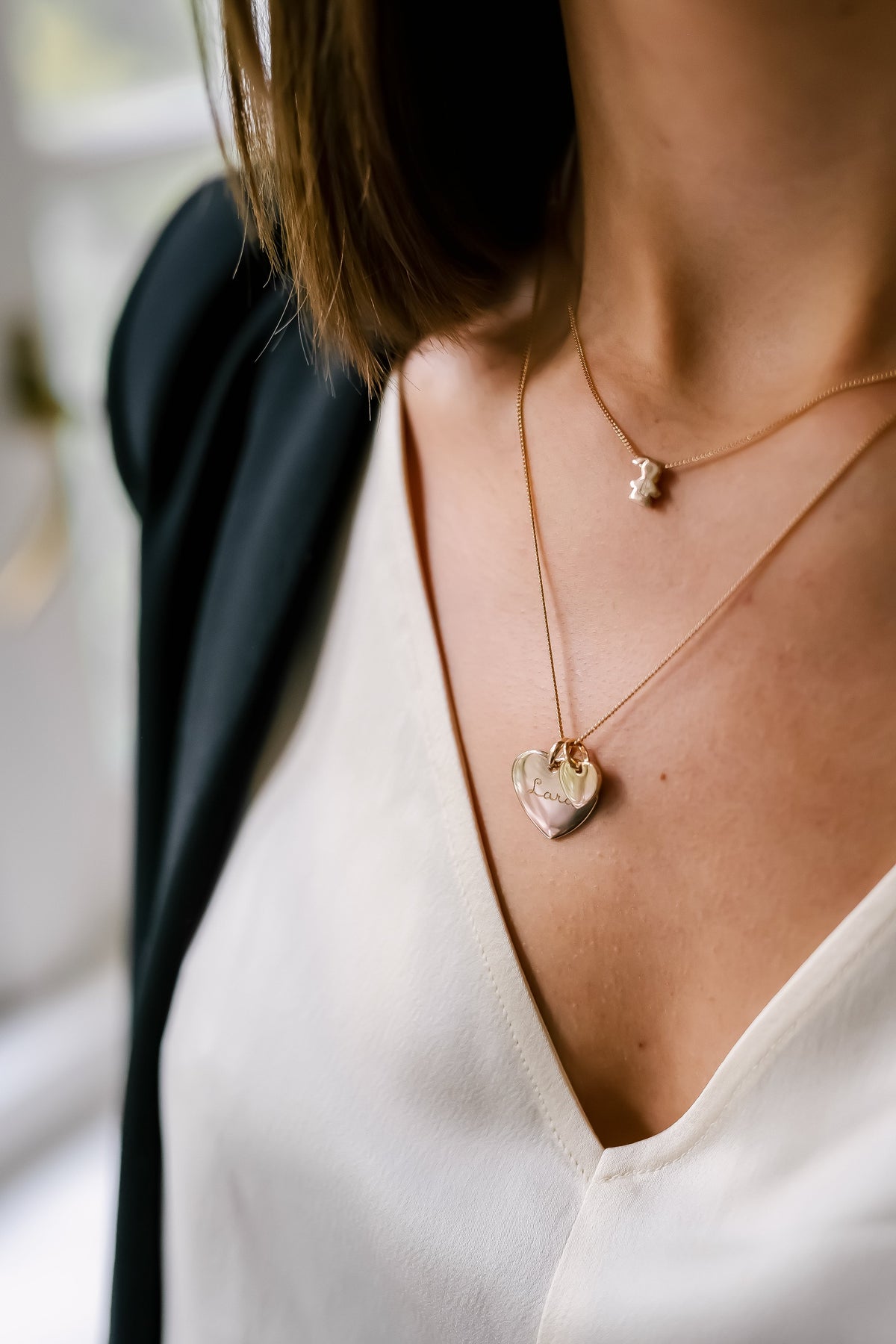 Heart Charm Ketting met naam - Verguld - Bedel