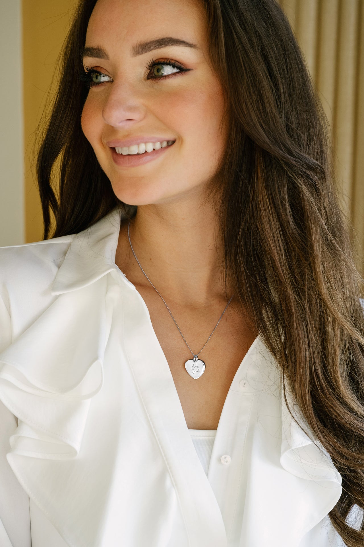 Heart Charm Ketting met naam - Sterling Zilver 925 - Bedel