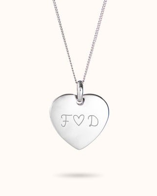 Heart Charm Necklace with name - Silver