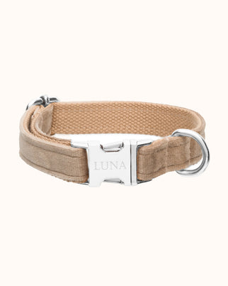 Hundehalsband mit Name Warm Biscuit - Edelstahl silber