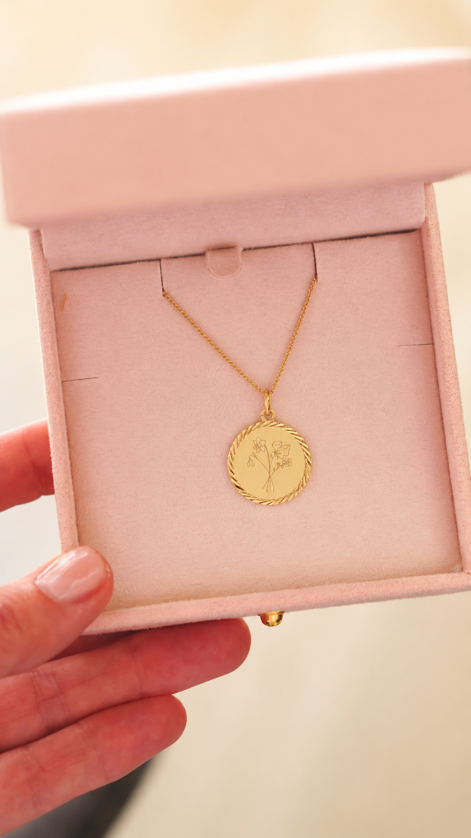 Geboortebloem Boeket Classic Coin Ketting - Verguld