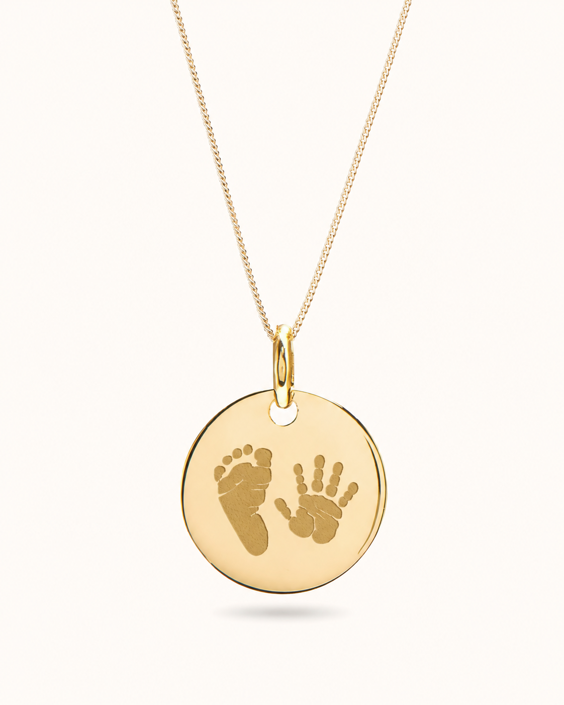 Hand and Footprint Coin Necklace - Gold plated