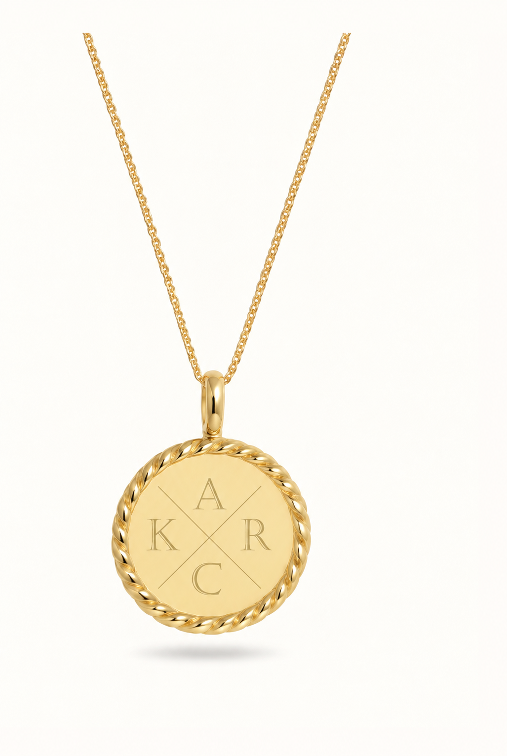 Initial Twisted Rope Coin Ketting - Verguld - Initialen Ketting