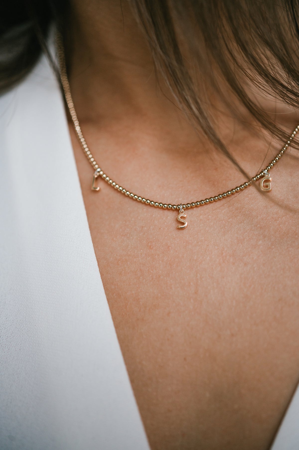 Initial Charm Beaded Ketting - 18k Verguld