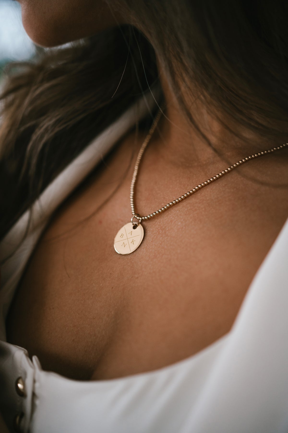 Initial Coin Beaded Ketting - 18k Verguld