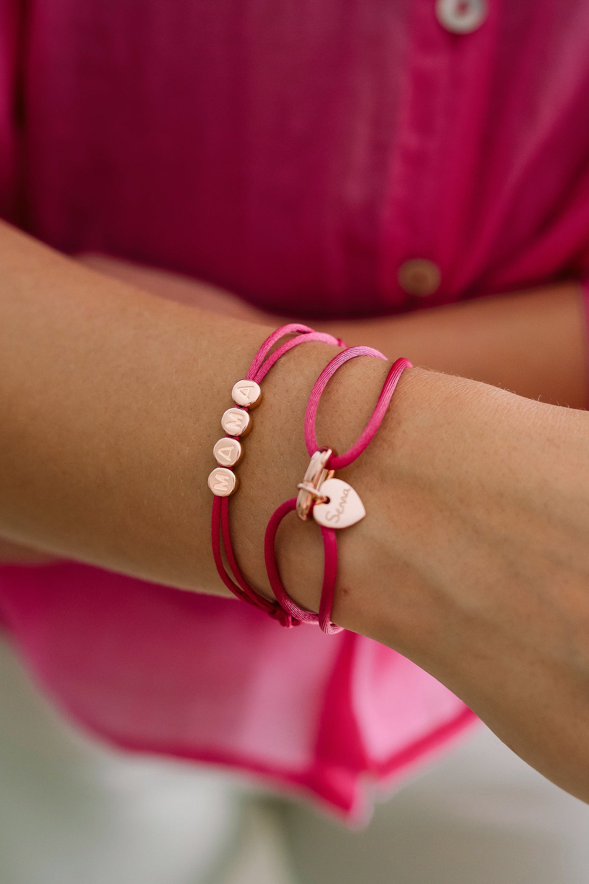 Initial Beads Bracelet - Rose plated