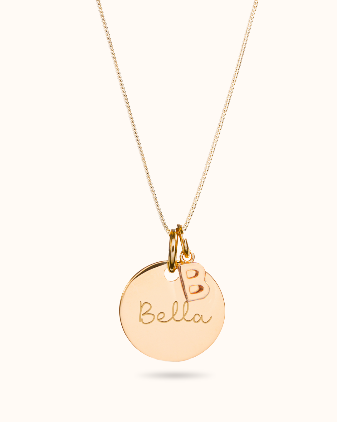 Collier Pendentif Rond Charme Initiale - Plaque or 18 carats