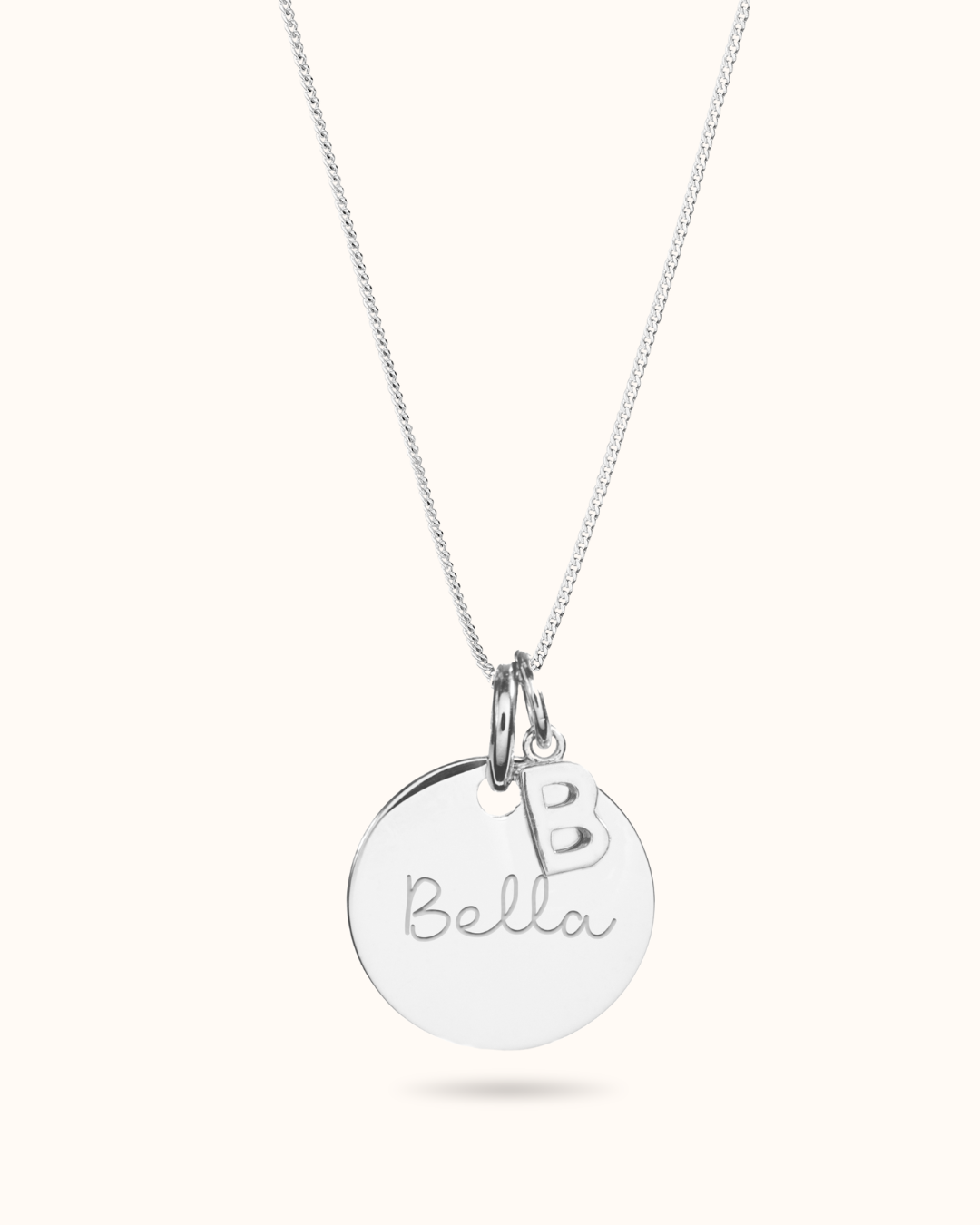 Collier Pendentif Rond Charme Initiale - Argent
