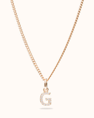 Initial Charm Sparkle Necklace - Gold plated