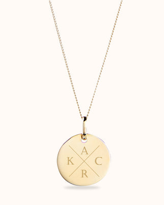 14k Initial Coin Necklace - 14k gold