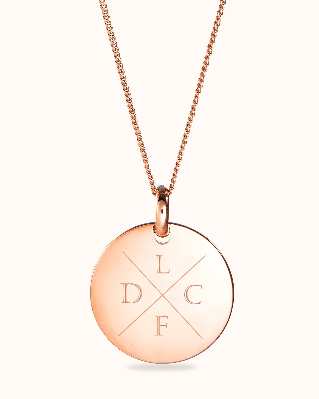 Initial Coin Necklace - Rose plated