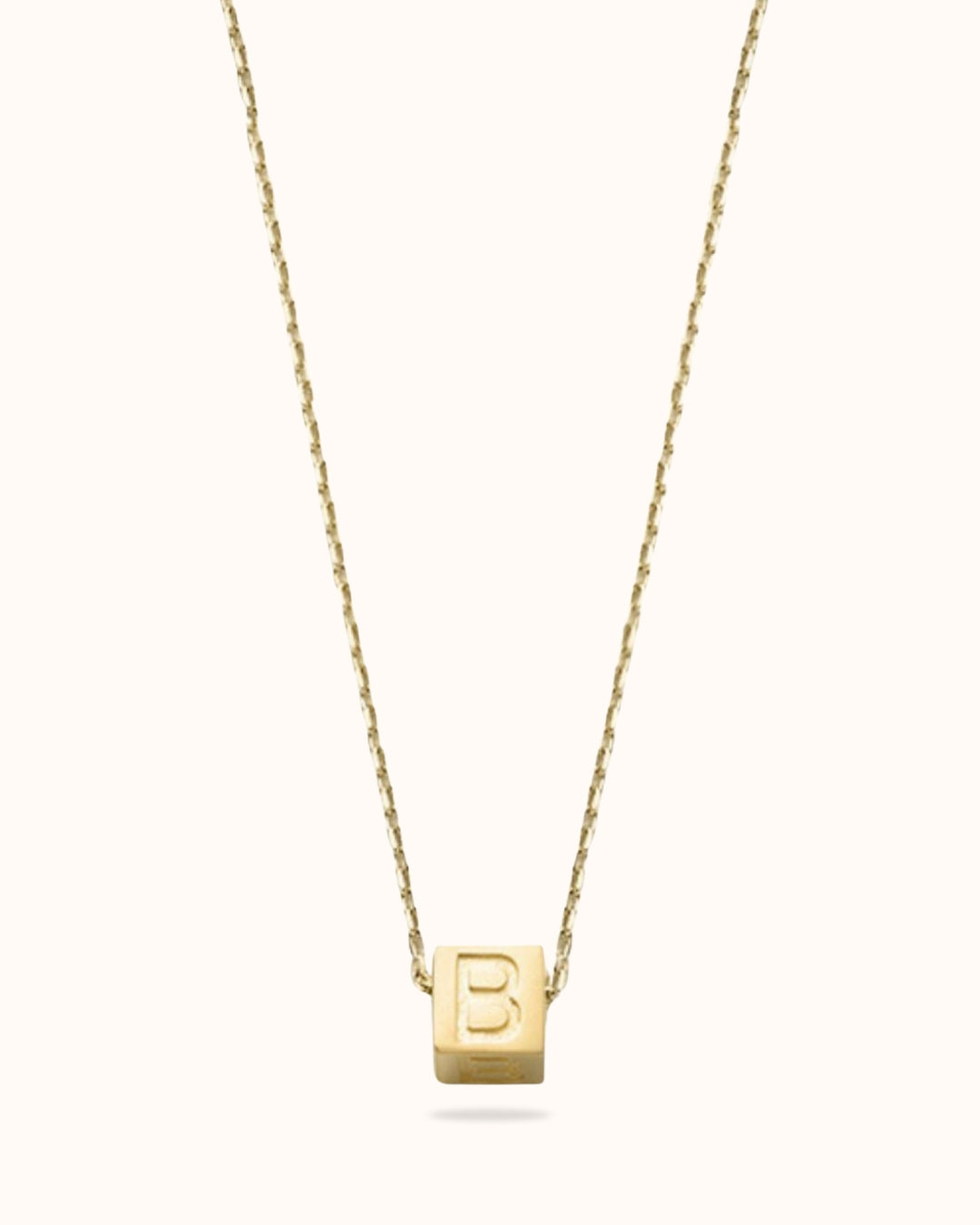 14k Initial Cube Ketting - 14k Solid Gold