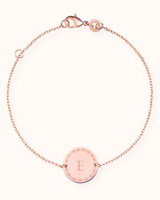 Love Initial Coin Bracelet - Rose plated