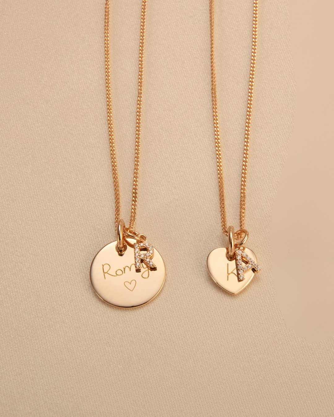 Initial Sparkle Charm Coin Necklace - Gold plated