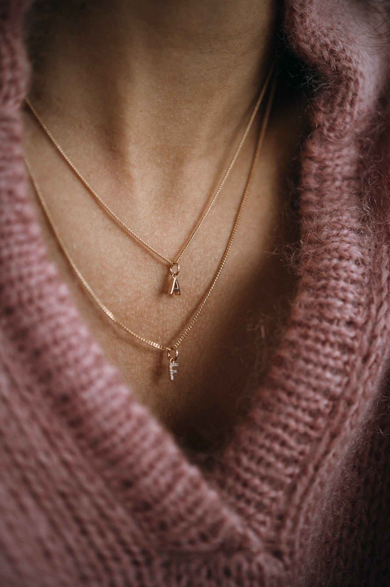 Initial Charm Sparkle Ketting - 18k Verguld