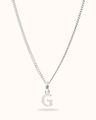 Initial Charm Sparkle Necklace - Silver