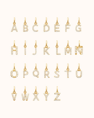 Single Initial Charm Sparkle - Gold plated