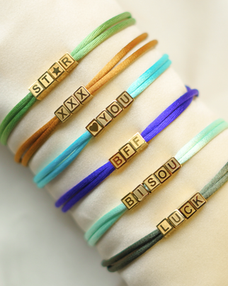 Initial Cube Bracelet - Stainless steel gold