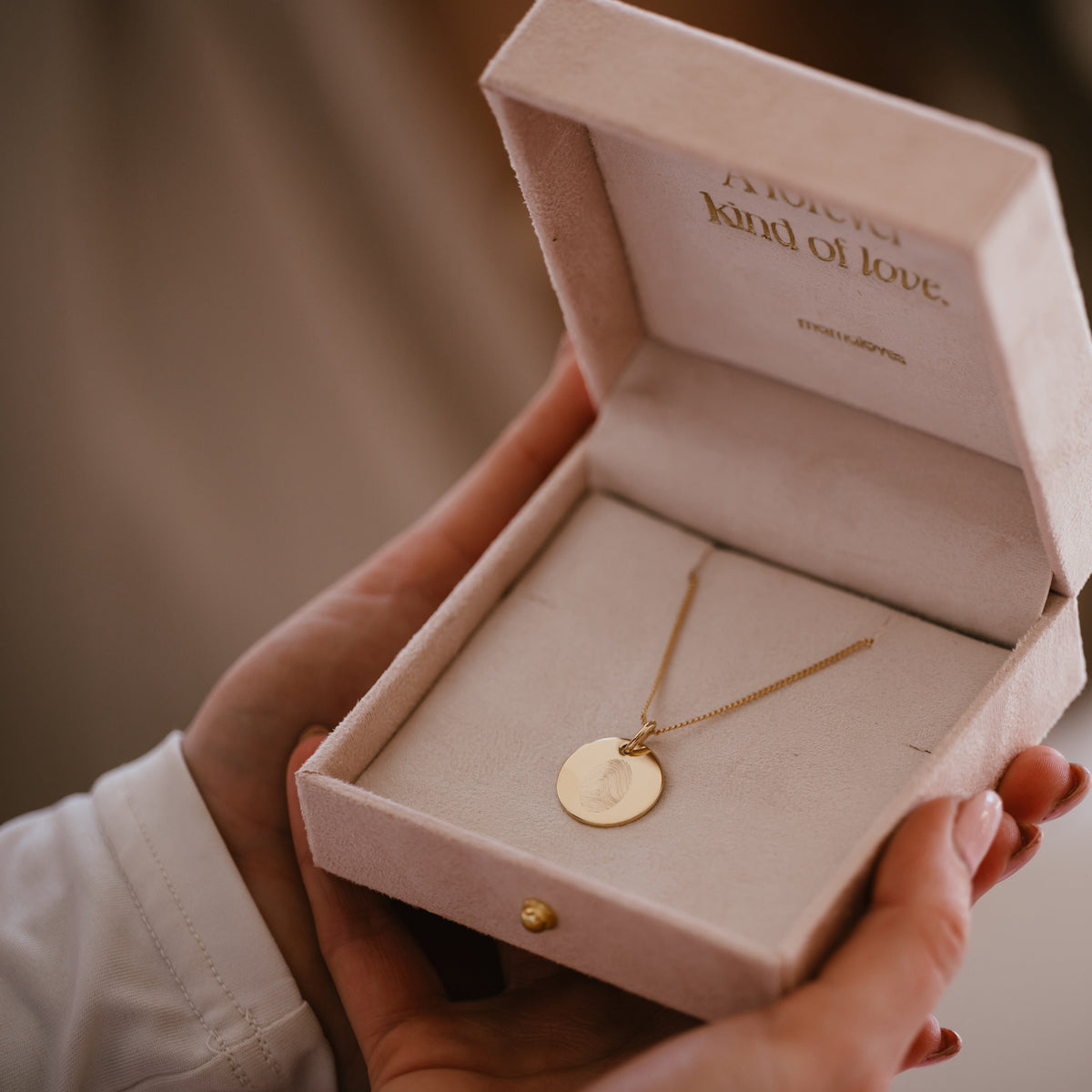 Collier Pendentif Rond Empreinte Digitale - Plaque or 18 carats