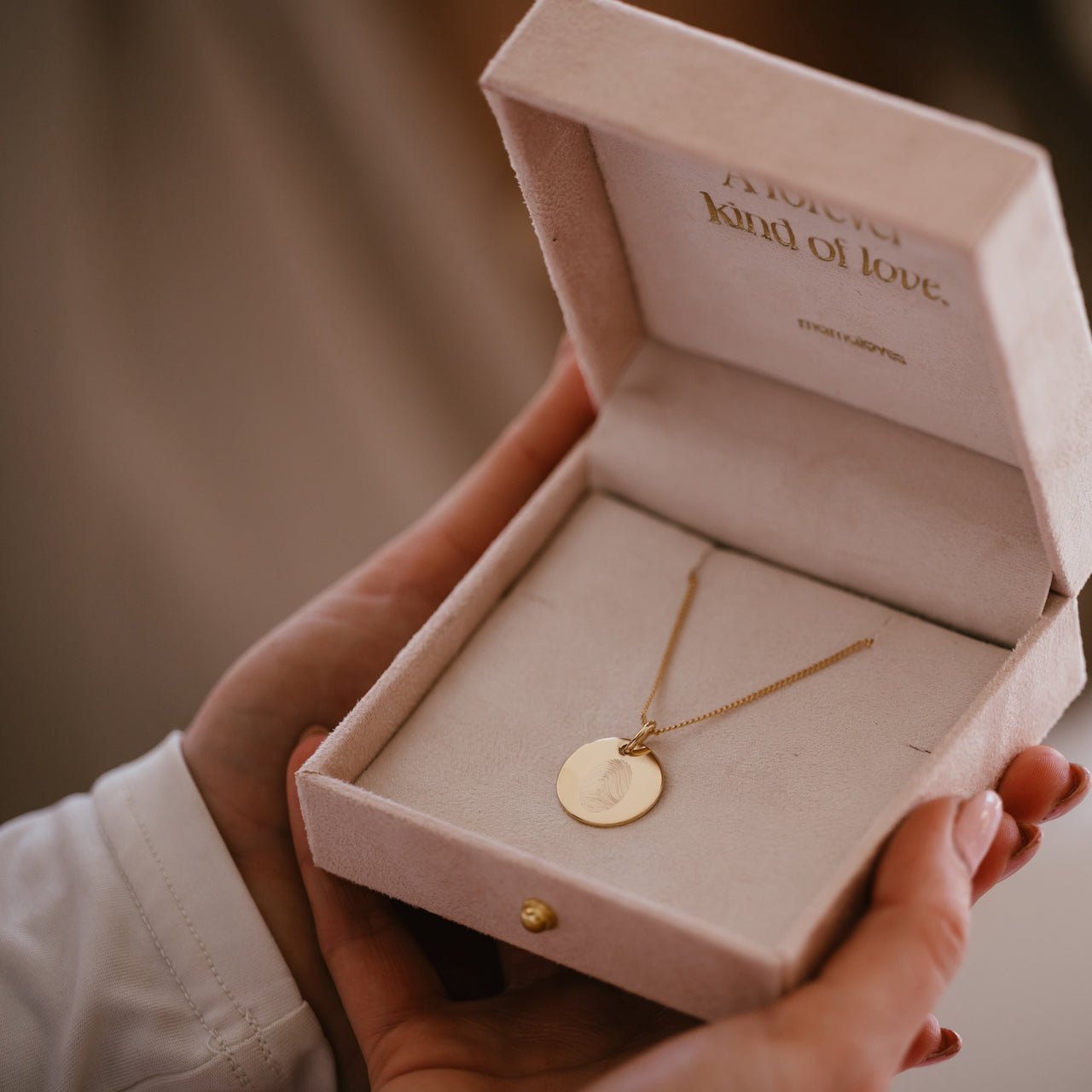 Collier Pendentif Rond Empreinte Digitale - Plaque or 18 carats