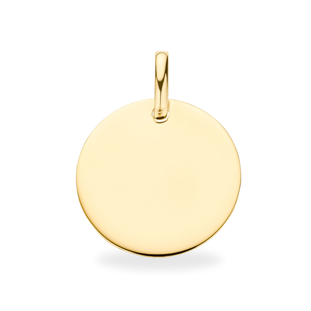 14k Vingerafdruk Coin Ketting - 14k Solid Gold