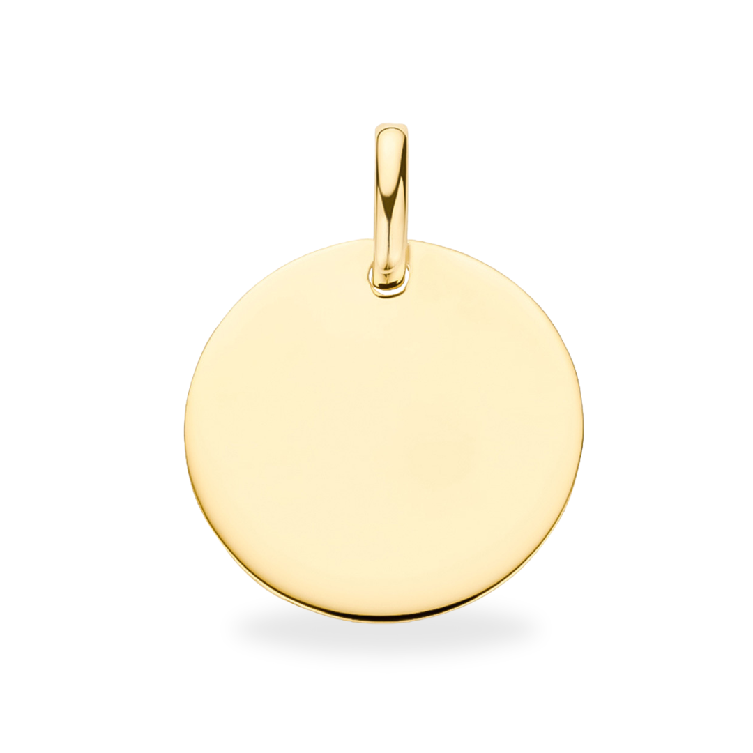 14k Coin Ketting - 14k Solid Gold - 16mm Medium Coin 14k