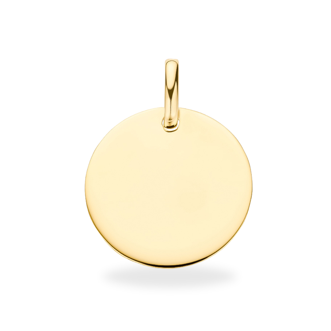 14k Coin Necklace with Initial Charm - 14k gold