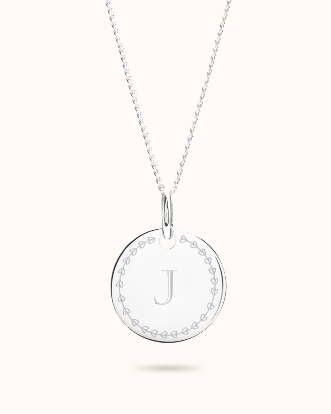 Collier Pendentif Rond Initale d'amour - Argent