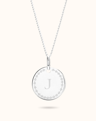 Collier Pendentif Rond Initale d'amour - Argent