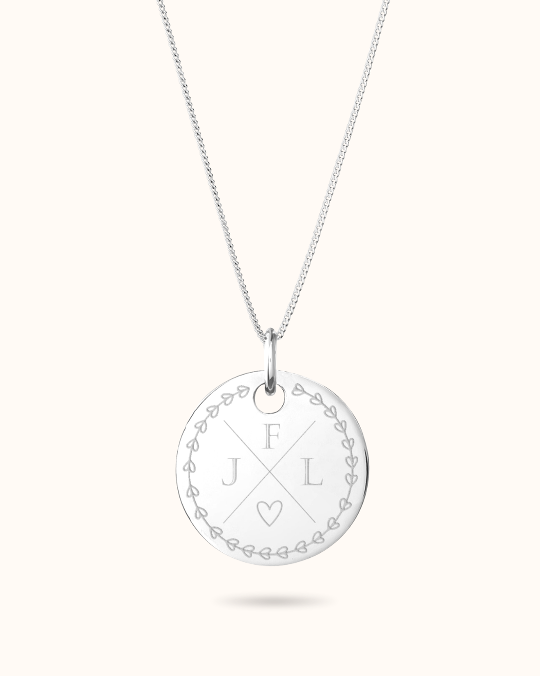 Collier Pendentif Rond Initale d'amour - Argent