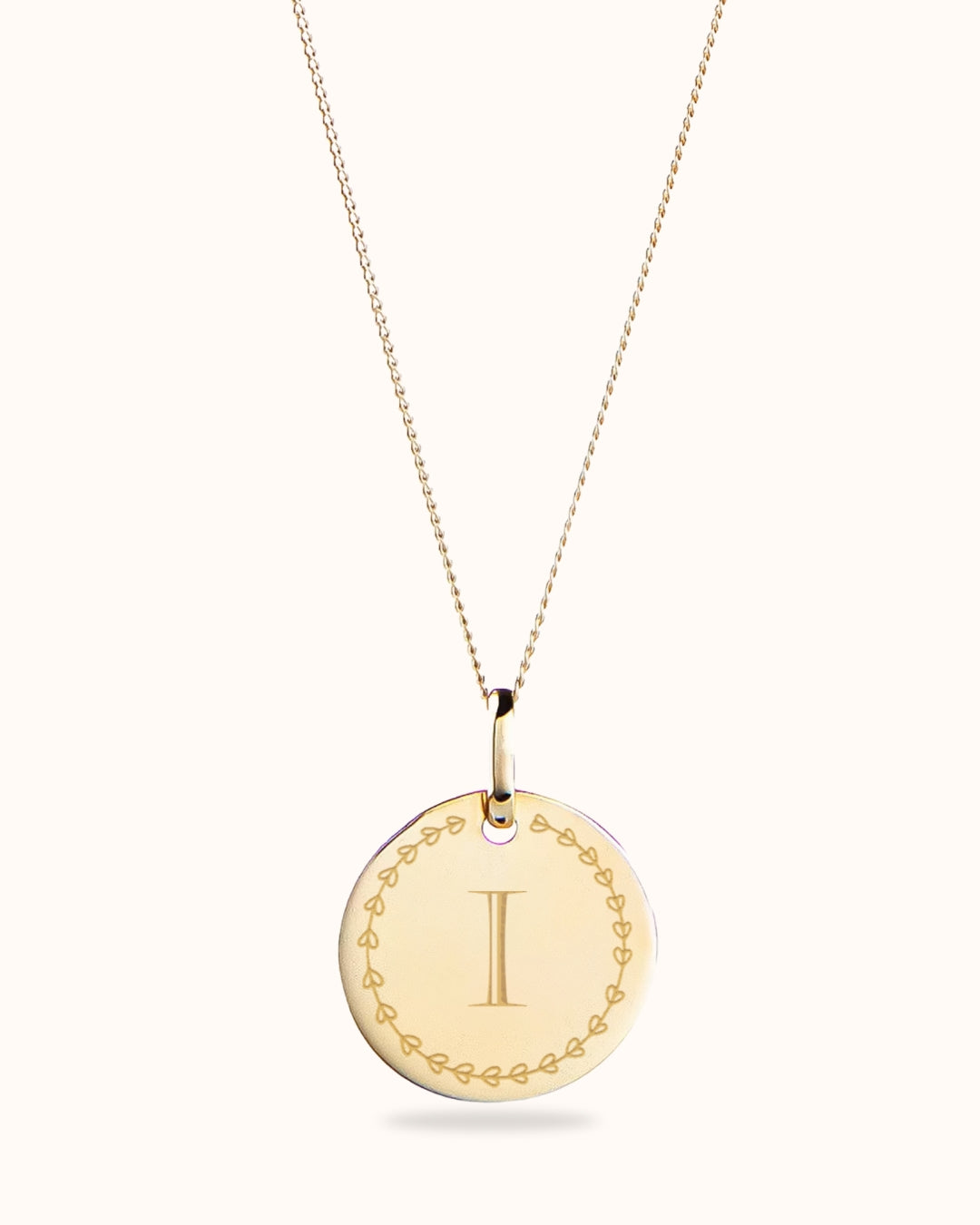 14k Love Initial Coin Necklace - 14k gold