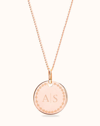 Love Initial Coin Necklace - Rose plated