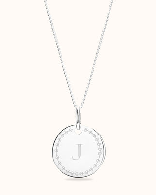 Collier Pendentif Rond Initale d'amour - Argent