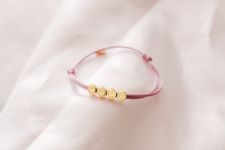 Herknopen Initial Beads Armband - 18k Verguld