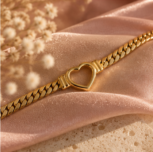 Bold Heart Bracelet – Gold-Colored Stainless Steel