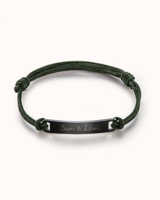 Mannen Bar Armband met naam - RVS zwart