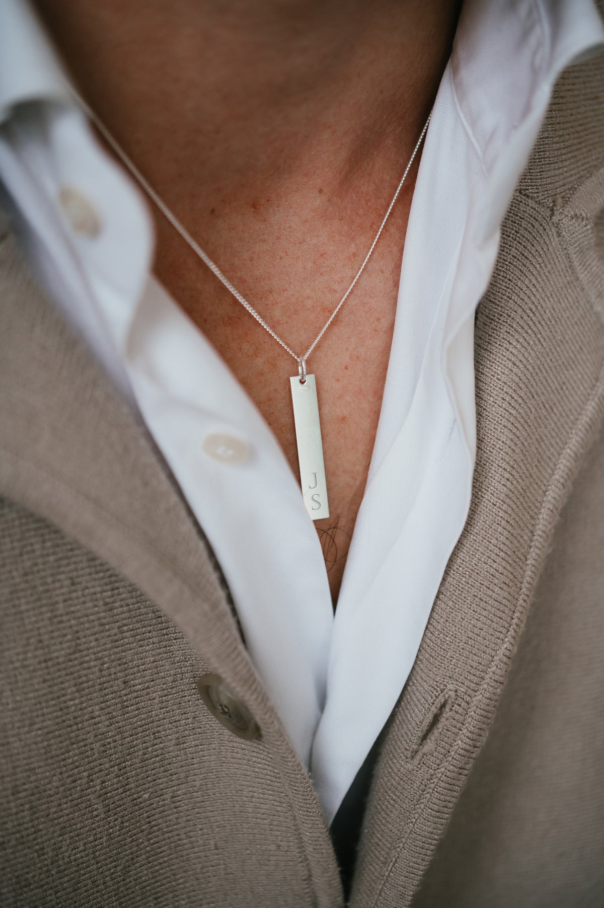 Collier homme avec prénom ou empreinte digitale - Argent